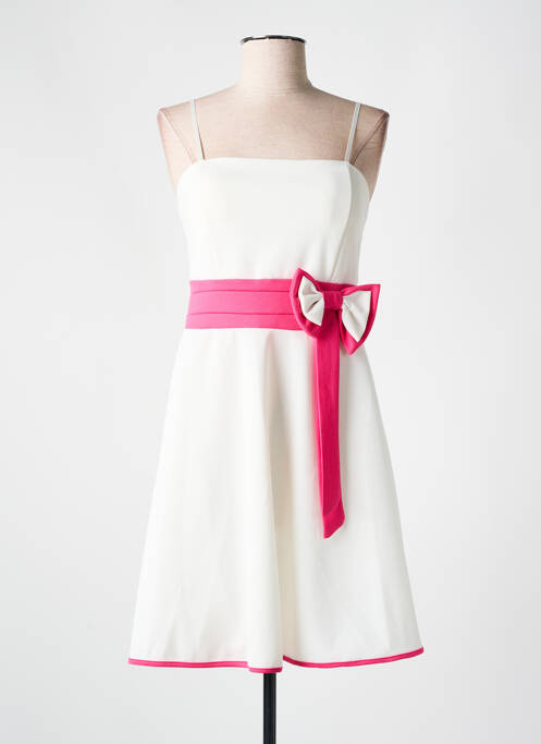 Robe courte tissage crêpe fines bretelles blanc AXANGE femme