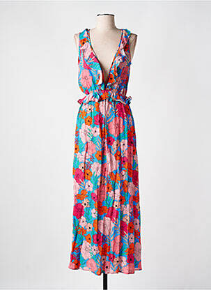 Robe longue imprimé fleurs sans manche bleu CYELL femme