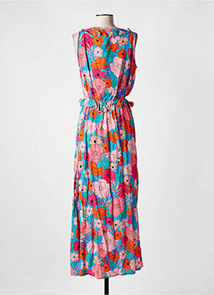 Robe longue imprimé fleurs sans manche bleu CYELL femme