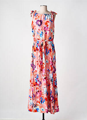 Robe longue imprimé fleurs sans manche rose CYELL femme