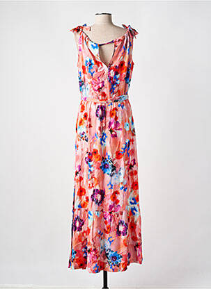 Robe longue imprimé fleurs sans manche rose CYELL femme
