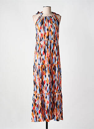 Robe longue imprimé fantaisie sans manche orange CYELL femme