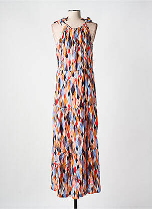 Robe longue imprimé fantaisie sans manche orange CYELL femme