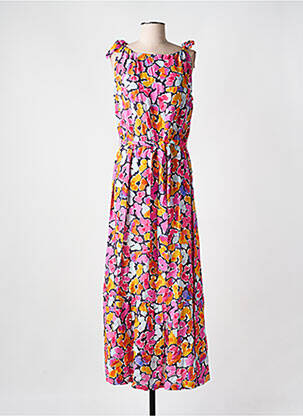 Robe longue imprimé fantaisie sans manche rose CYELL femme