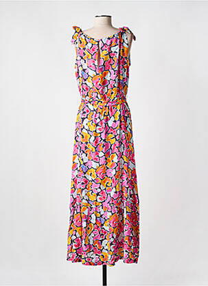 Robe longue imprimé fantaisie sans manche rose CYELL femme