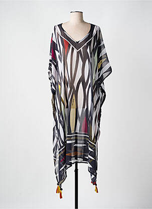 Robe de plage tissage crêpe noir MIRADONNA femme