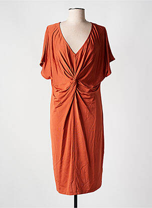 Robe mi-longue manches courtes manches courtes orange CYELL femme