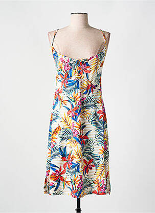 Robe mi-longue imprimé fleurs fines bretelles blanc CYELL femme