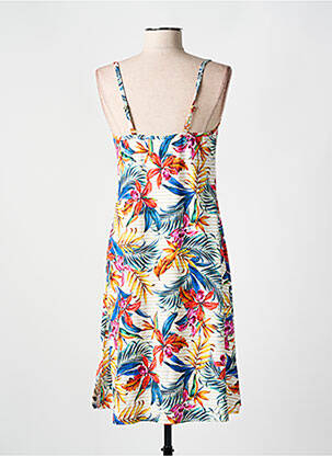 Robe mi-longue imprimé fleurs fines bretelles blanc CYELL femme