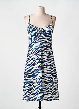 Robe mi-longue coupe cintrée fines bretelles bleu CYELL femme