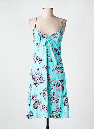 Robe mi-longue imprimé fleurs fines bretelles bleu CYELL femme