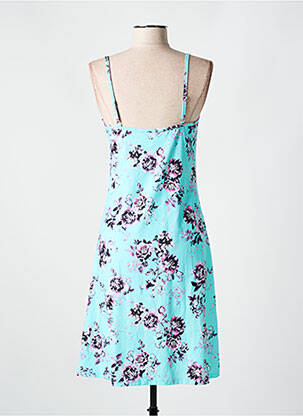 Robe mi-longue imprimé fleurs fines bretelles bleu CYELL femme