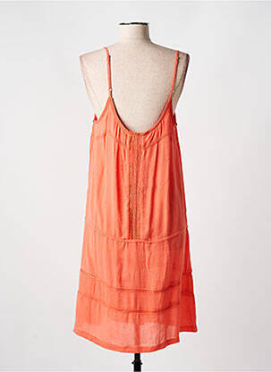 Robe mi-longue tissage crêpe fines bretelles orange CYELL femme