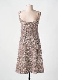 Robe mi-longue coupe cintrée fines bretelles marron CYELL femme