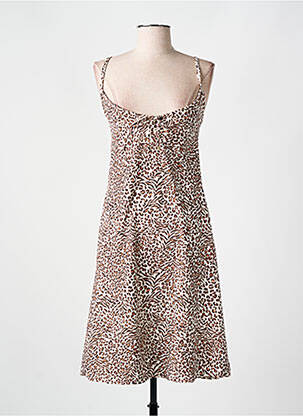 Robe mi-longue coupe cintrée fines bretelles marron CYELL femme