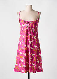 Robe mi-longue imprimé fleurs fines bretelles rose CYELL femme