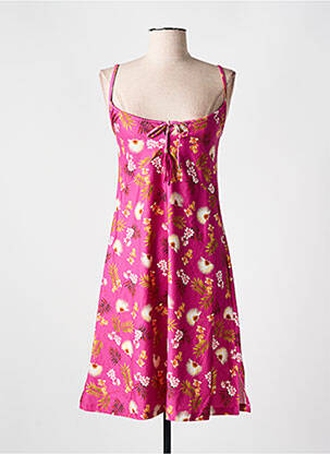 Robe mi-longue imprimé fleurs fines bretelles rose CYELL femme