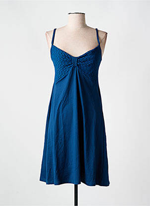 Robe mi-longue coupe cintrée fines bretelles bleu CYELL femme