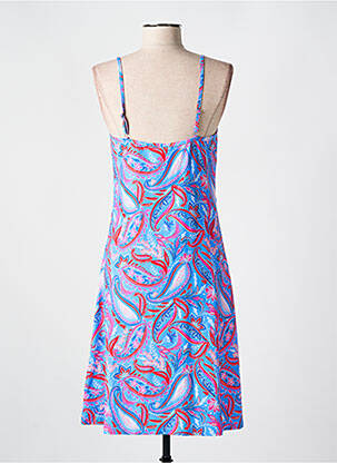 Robe mi-longue imprimé fleurs fines bretelles bleu CYELL femme