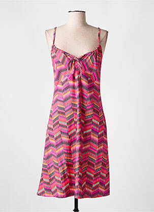 Robe mi-longue imprimé fantaisie fines bretelles rose CYELL femme