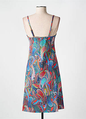 Robe mi-longue imprimé fantaisie fines bretelles bleu CYELL femme