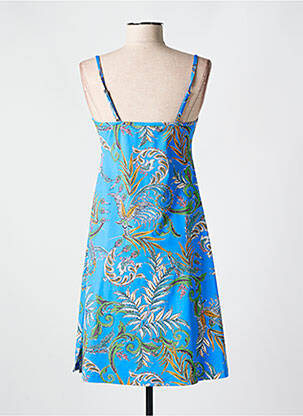 Robe mi-longue imprimé fantaisie fines bretelles bleu CYELL femme