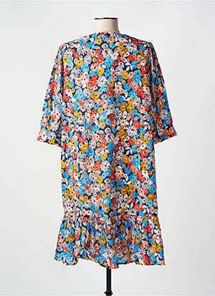Robe mi-longue imprimé fleurs manches courtes bleu CYELL femme