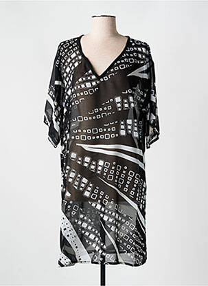 Robe de plage tissage crêpe noir MIRADONNA femme