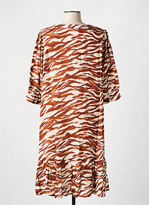 Robe mi-longue manches courtes manches courtes marron CYELL femme