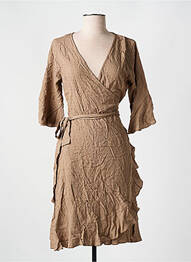 Robe mi-longue manches courtes manches courtes marron CYELL femme