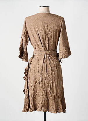 Robe mi-longue manches courtes manches courtes marron CYELL femme