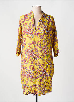 Robe mi-longue manches 3/4 manches 3/4 jaune CYELL femme