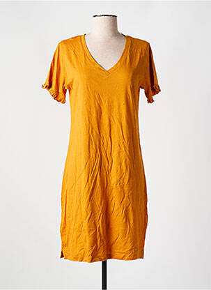 Robe mi-longue manches courtes manches courtes orange CYELL femme
