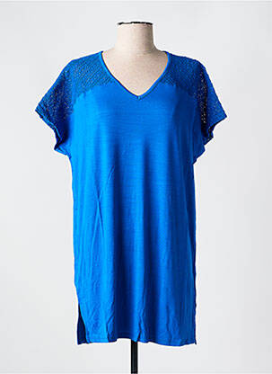 Tunique manches courtes col v bleu MIRADONNA femme