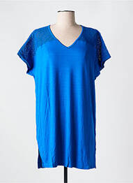 Tunique manches courtes col v bleu MIRADONNA femme