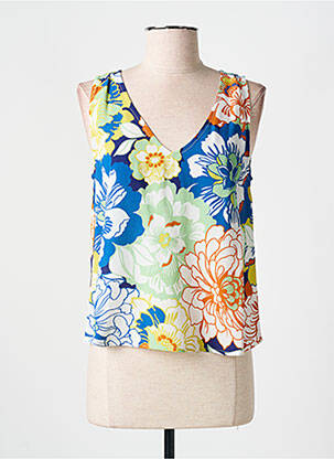Top tissage crêpe sans manche bleu CYELL femme