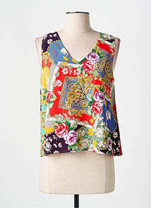 Top tissage crêpe sans manche rouge CYELL femme