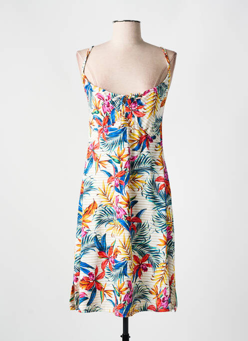 Robe mi-longue imprimé fleurs fines bretelles blanc CYELL femme