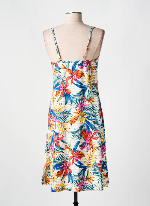 Robe mi-longue imprimé fleurs fines bretelles blanc CYELL femme