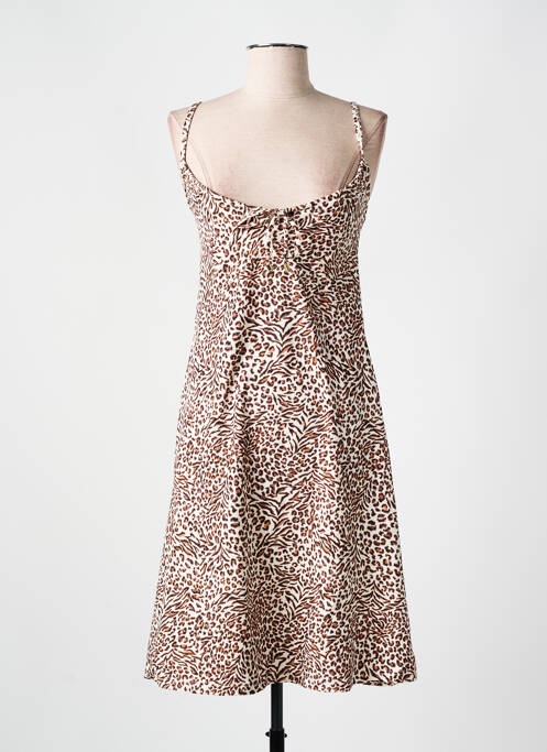 Robe mi-longue coupe cintrée fines bretelles marron CYELL femme