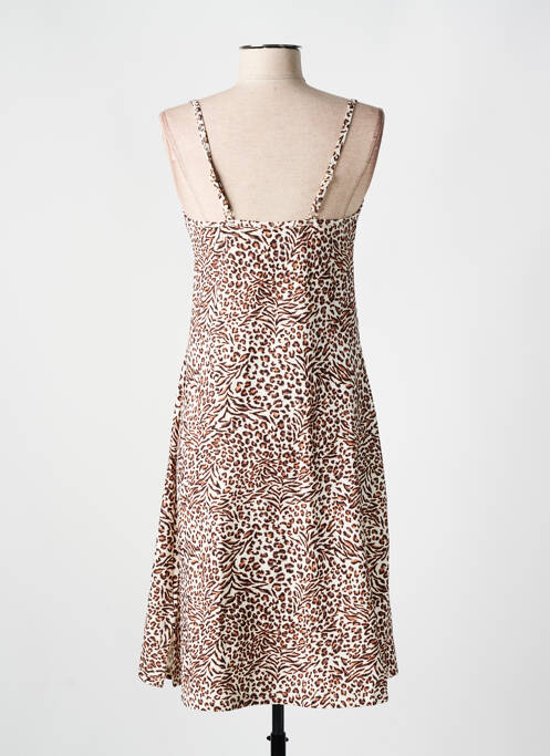 Robe mi-longue coupe cintrée fines bretelles marron CYELL femme