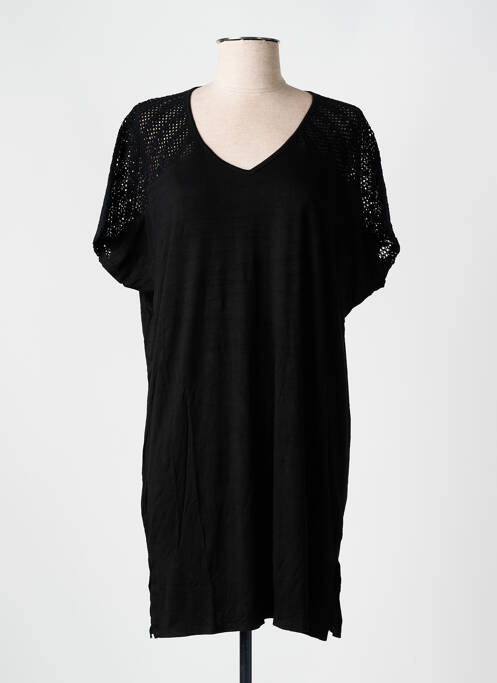 Tunique manches courtes col v noir MIRADONNA femme