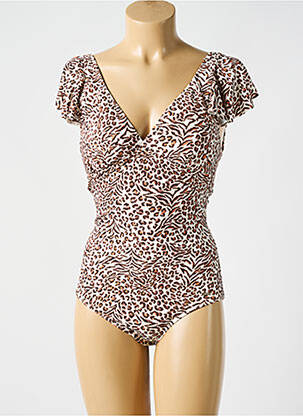 Maillot de bain 1 pièce imprimé fantaisie beige CYELL femme