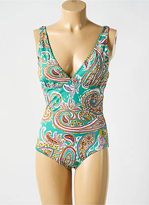 Maillot de bain 1 pièce imprimé fantaisie vert CYELL femme