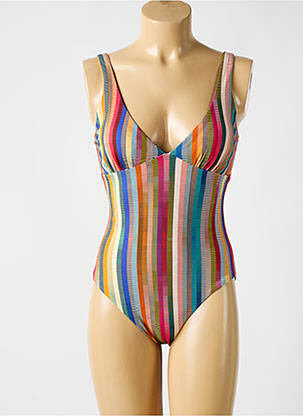Maillot de bain 1 pièce bretelles élastiquées bleu CYELL femme