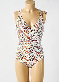 Maillot de bain 1 pièce imprimé fantaisie beige CYELL femme