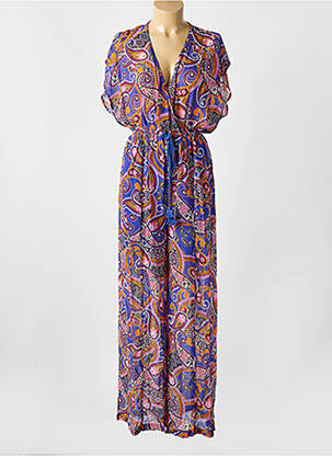 Combi-pantalon fermeture boutonnée au dos manches courtes violet CYELL femme