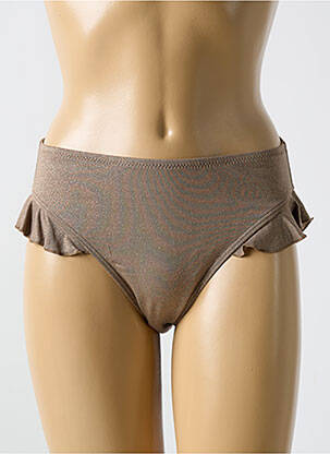 Bas de maillot de bain effet matière satinée culotte marron CYELL femme