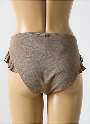 Bas de maillot de bain effet matière satinée culotte marron CYELL femme