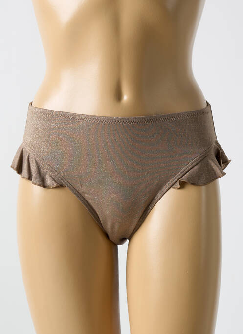 Bas de maillot de bain effet matière satinée culotte marron CYELL femme